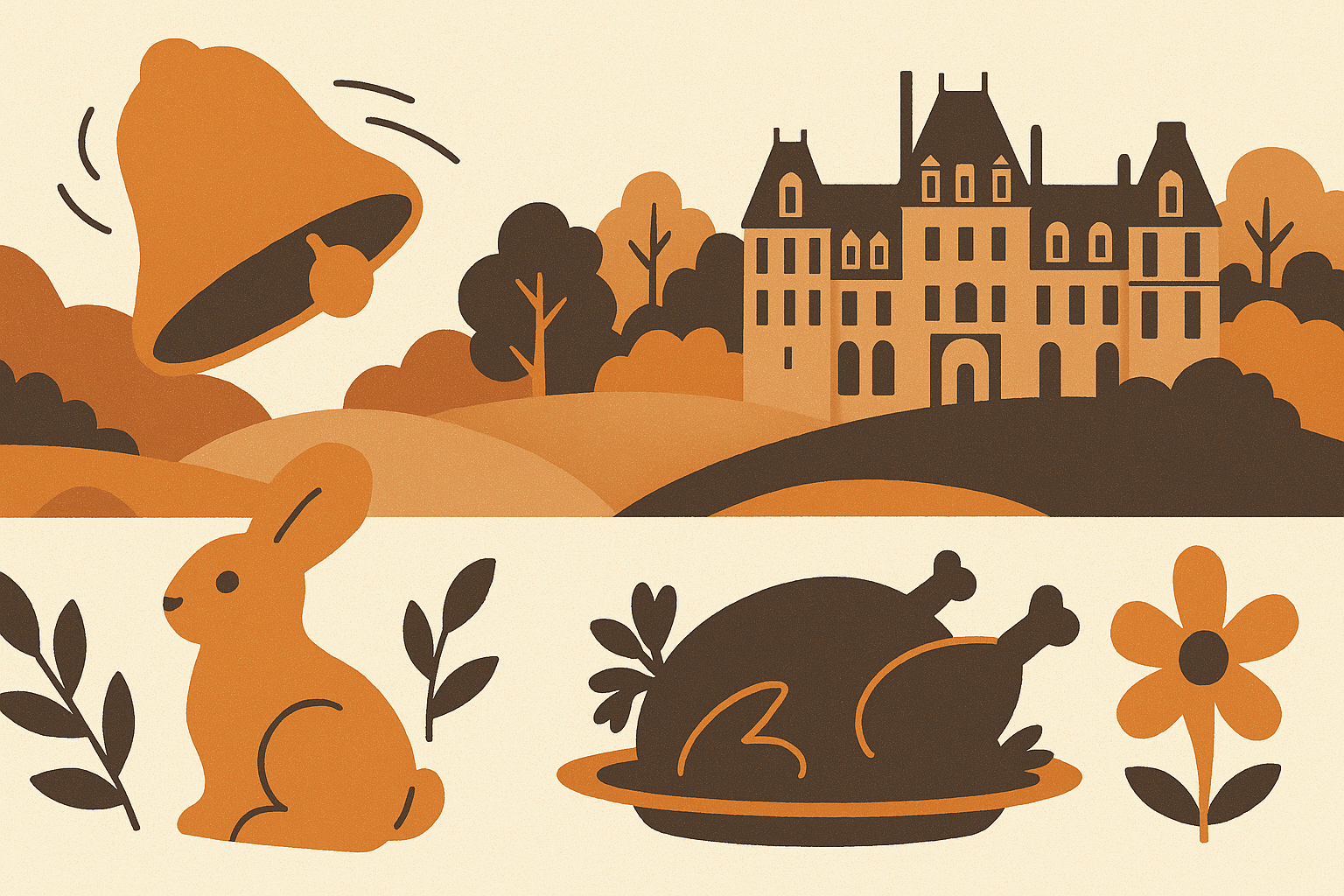 A collection of images evocative of Easter in Fontainebleau