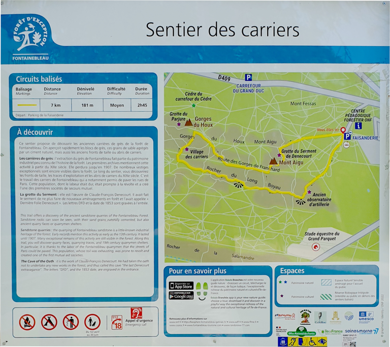 Information sign fro teh Sentier des Carriers