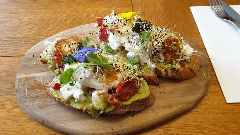 Avocado and eggs on toast