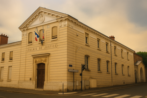 Stylised representation of the Palais de Justice in Fontainebleau