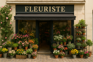 The shop front of a French florist.