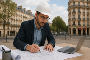 An Architect checking a plan in France