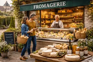 Ai image of a cheese shop in Fontainebleau