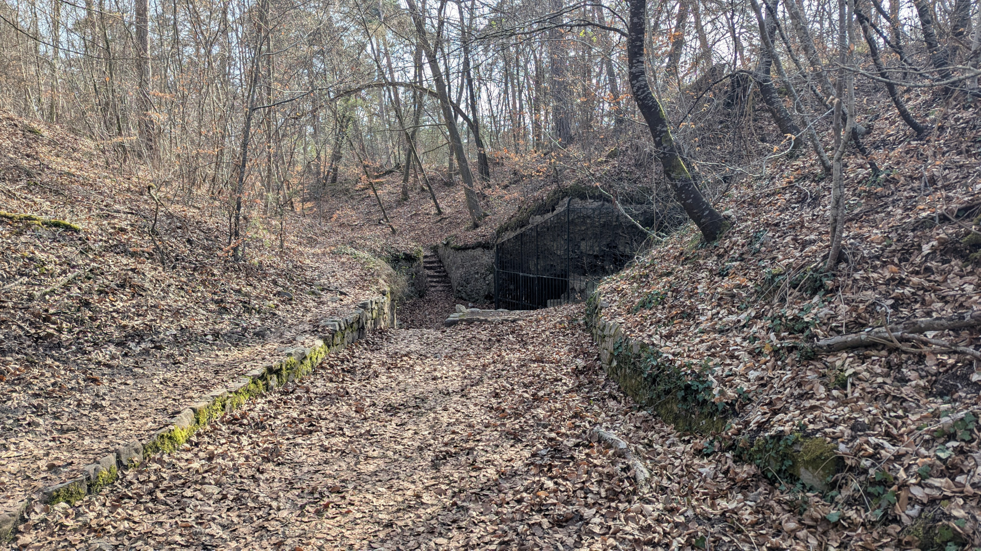 A picture of the entrance of the Crystal Cave in Fontainebleau