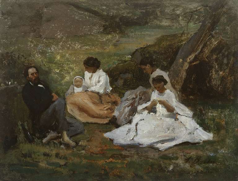A painting by Jules Breton called Réunion de famille à Bourron-Marlotte from 1857
