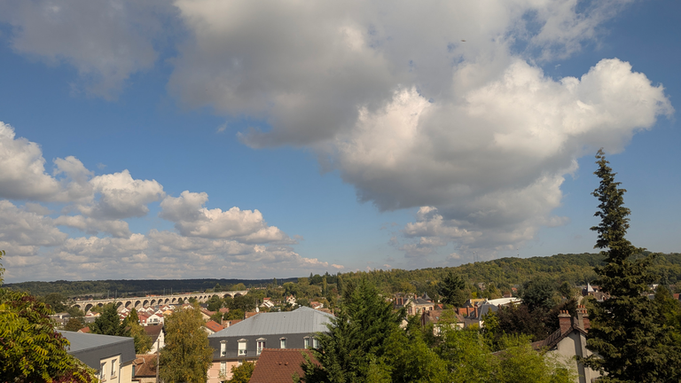 Looking over Veneaux les Sablon from the train.