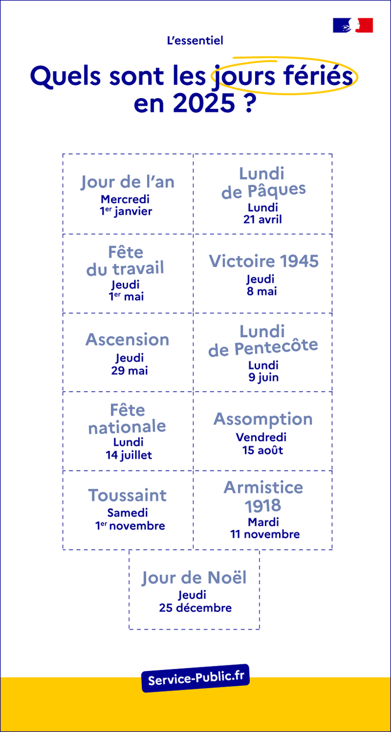 Calendar of French Public Holidays 2025